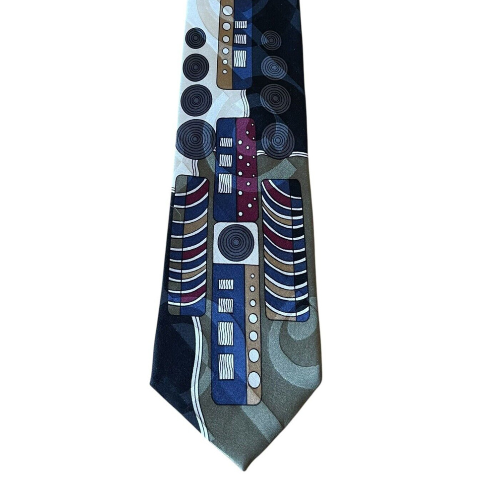 Screenplay by Martin Wong Silk Dress Tie Made in USA Abstract Print 58" 3.75"